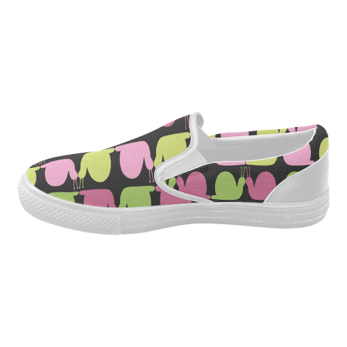 Whimsical Pastel Snails Pattern Women's Slip-on Canvas Shoes (Model 019)
