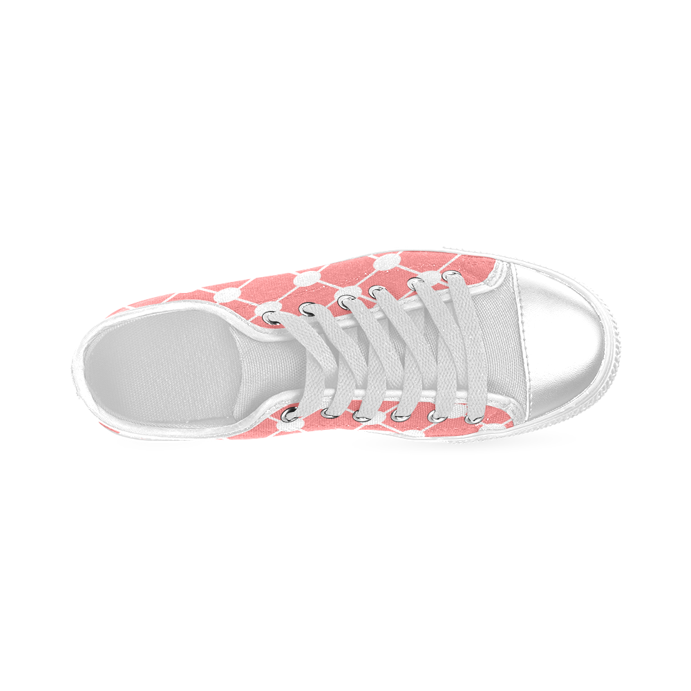 Coral Trellis Dots Women's Classic Canvas Shoes (Model 018)