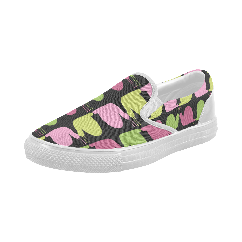 Whimsical Pastel Snails Pattern Women's Slip-on Canvas Shoes (Model 019)