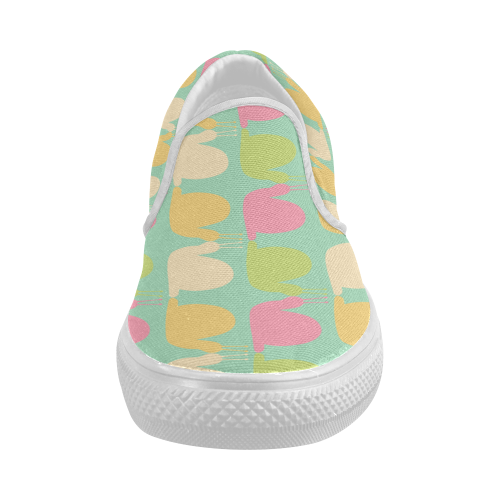 Pink and Lime Snails Pattern Women's Slip-on Canvas Shoes (Model 019)