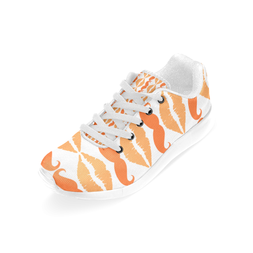 Orange Hipster Mustache and Lips Women’s Running Shoes (Model 020)