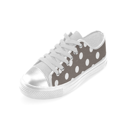 Beige Polka Dots Women's Classic Canvas Shoes (Model 018)
