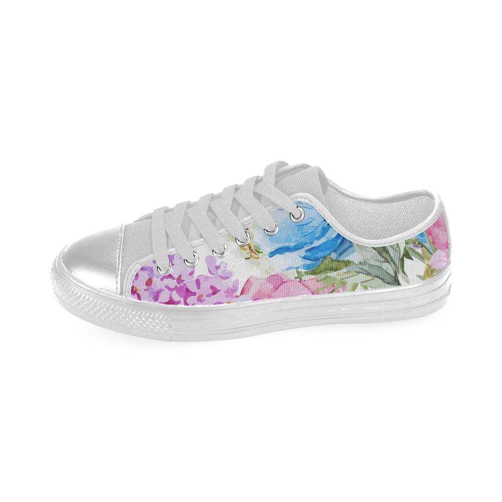 Watercolor Floral Pattern Women's Classic Canvas Shoes (Model 018)