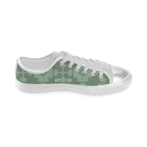 Green Geometric Tile Pattern Women's Classic Canvas Shoes (Model 018)