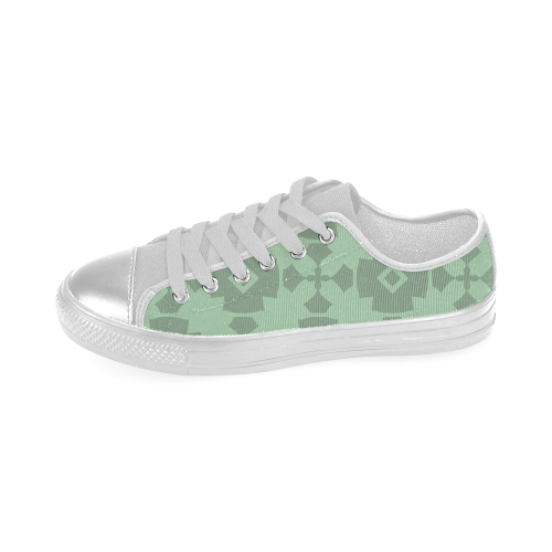 Mint Green Geometric Tile Pattern Women's Classic Canvas Shoes (Model 018)