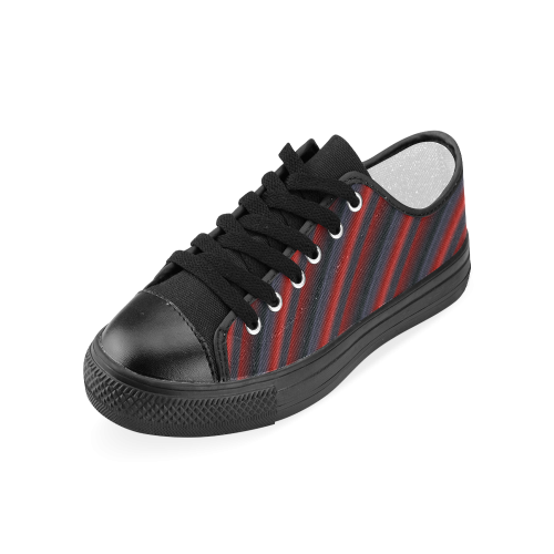 Glossy Red Gradient Stripes Women's Classic Canvas Shoes (Model 018)