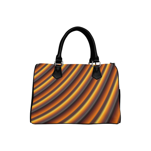 Glossy Honey Caramel Gradient Stripes Boston Handbag (Model 1621)