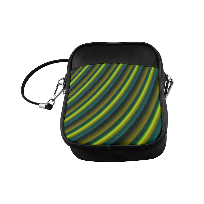 Glossy Lime Green Gradient Stripes Sling Bag (Model 1627)