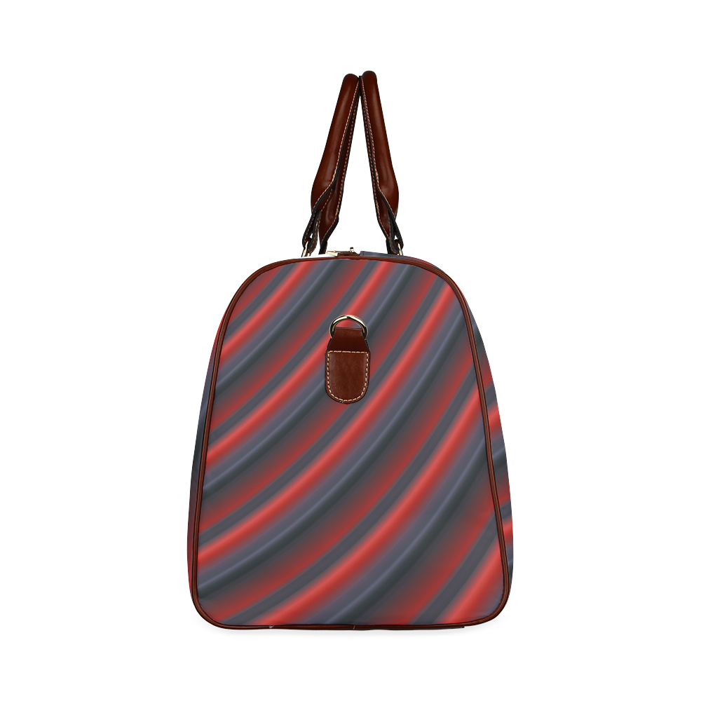 Glossy Red Gradient Stripes Waterproof Travel Bag/Large (Model 1639)