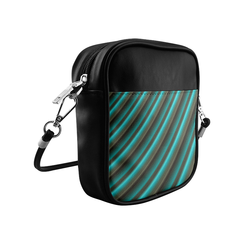 Glossy Green Gradient Stripes Sling Bag (Model 1627)