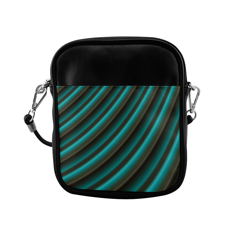 Glossy Green Gradient Stripes Sling Bag (Model 1627)