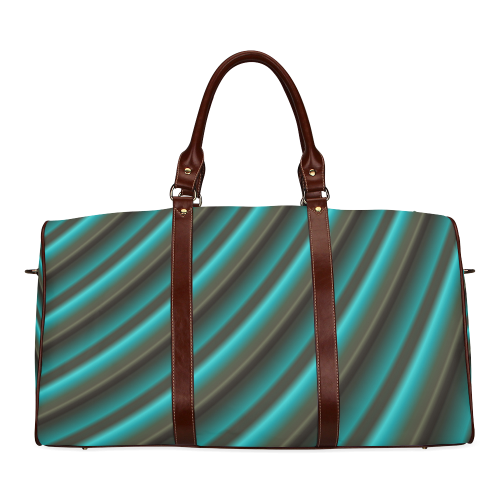 Glossy Green Gradient Stripes Waterproof Travel Bag/Large (Model 1639)