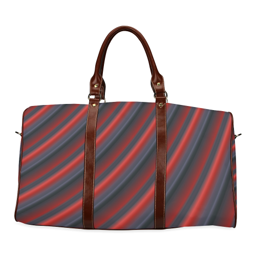 Glossy Red Gradient Stripes Waterproof Travel Bag/Large (Model 1639)