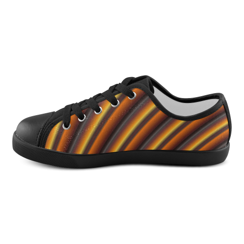 Glossy Honey Caramel Gradient Stripes Canvas Kid's Shoes (Model 016)