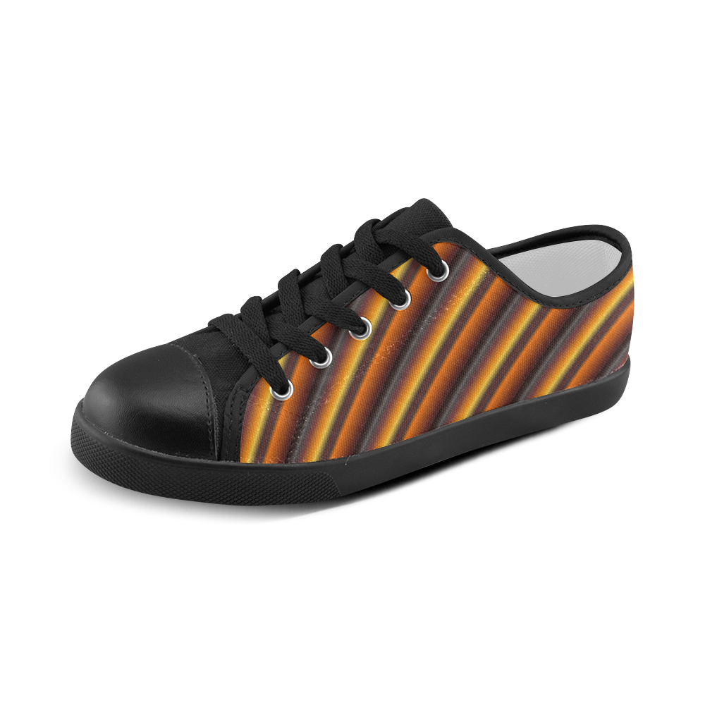 Glossy Honey Caramel Gradient Stripes Canvas Kid's Shoes (Model 016)