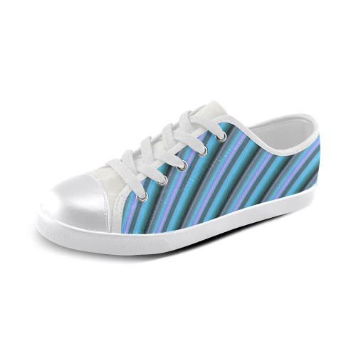 Glossy Blue Gradient Stripes Canvas Kid's Shoes (Model 016)