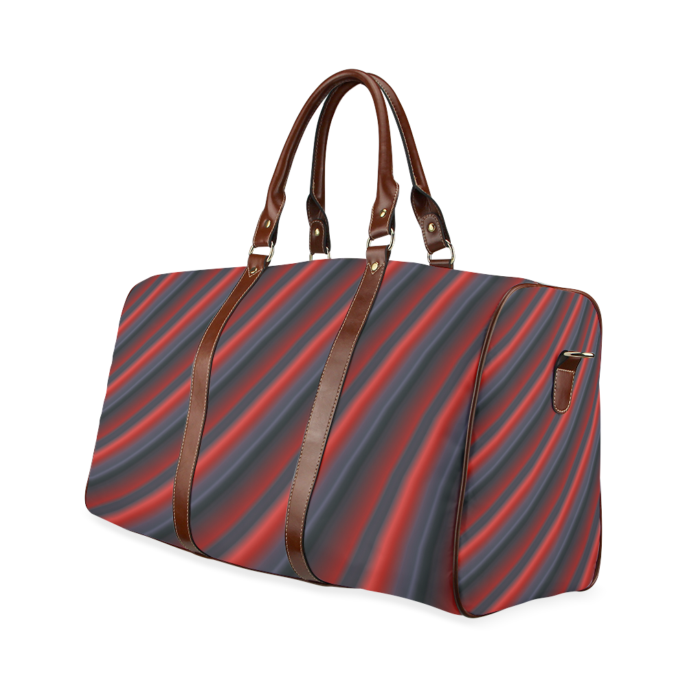 Glossy Red Gradient Stripes Waterproof Travel Bag/Large (Model 1639)