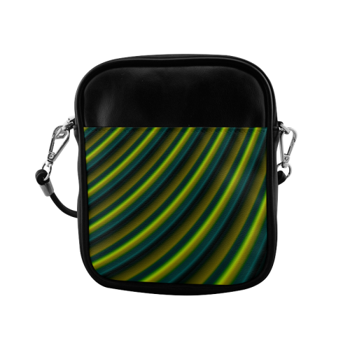 Glossy Lime Green Gradient Stripes Sling Bag (Model 1627)