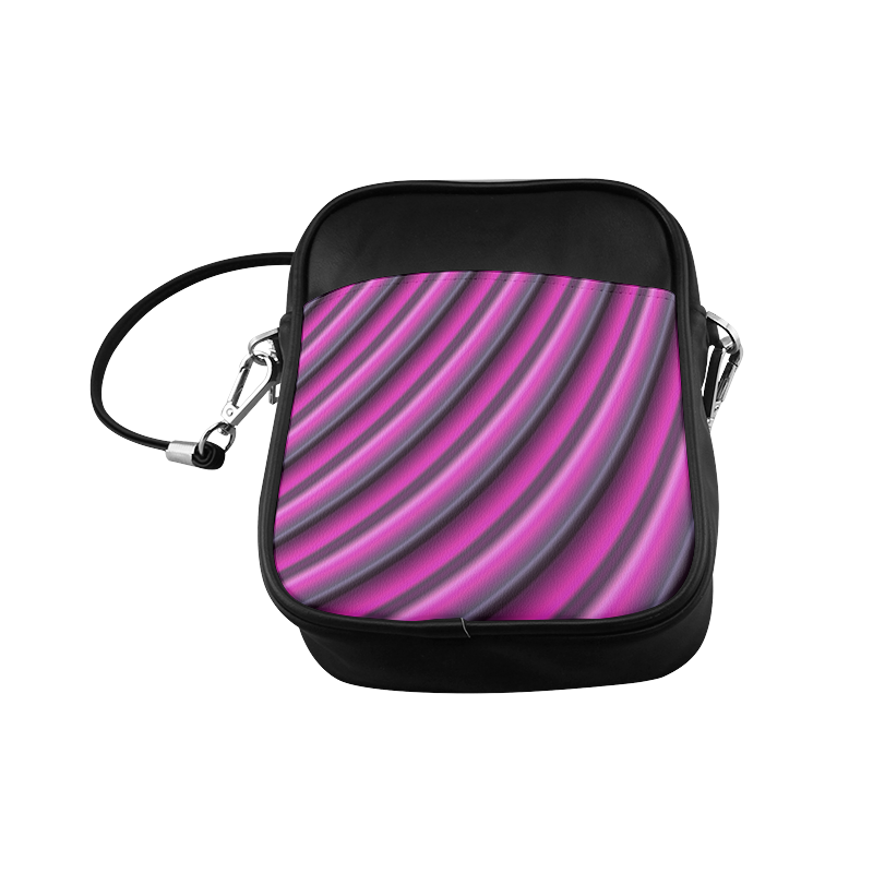 Glossy Pink Gradient Stripes Sling Bag (Model 1627)