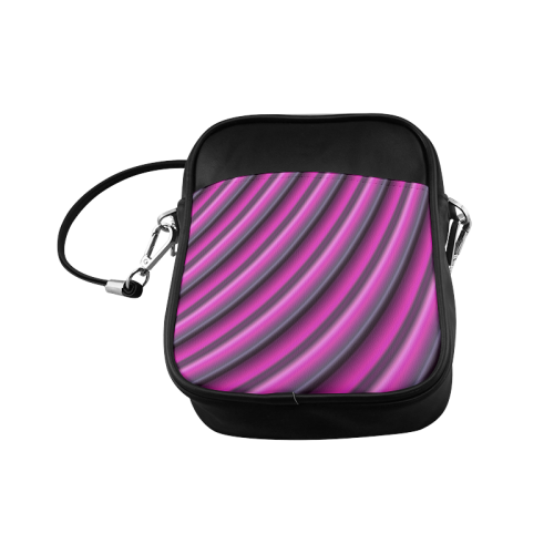 Glossy Pink Gradient Stripes Sling Bag (Model 1627)