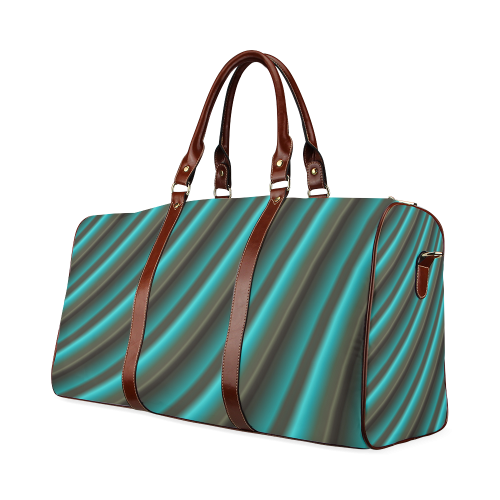 Glossy Green Gradient Stripes Waterproof Travel Bag/Large (Model 1639)