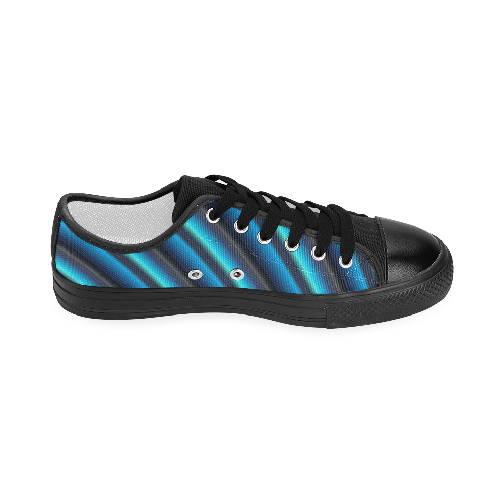 Glossy Blue Gradient Stripes Women's Classic Canvas Shoes (Model 018)