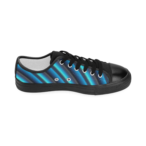 Glossy Blue Gradient Stripes Women's Classic Canvas Shoes (Model 018)