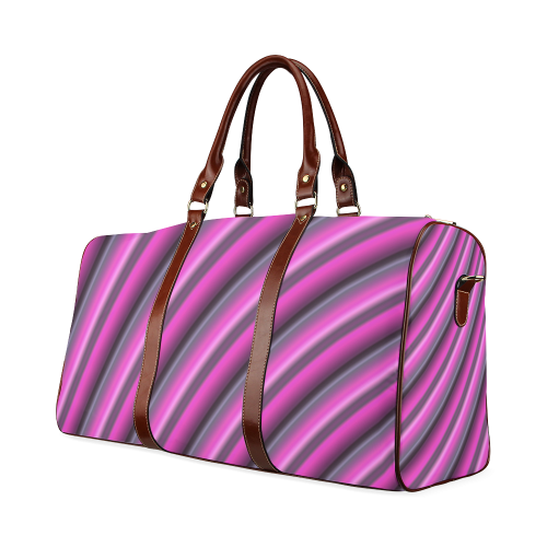 Glossy Pink Gradient Stripes Waterproof Travel Bag/Large (Model 1639)