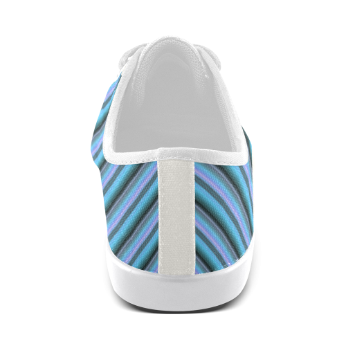 Glossy Blue Gradient Stripes Canvas Kid's Shoes (Model 016)