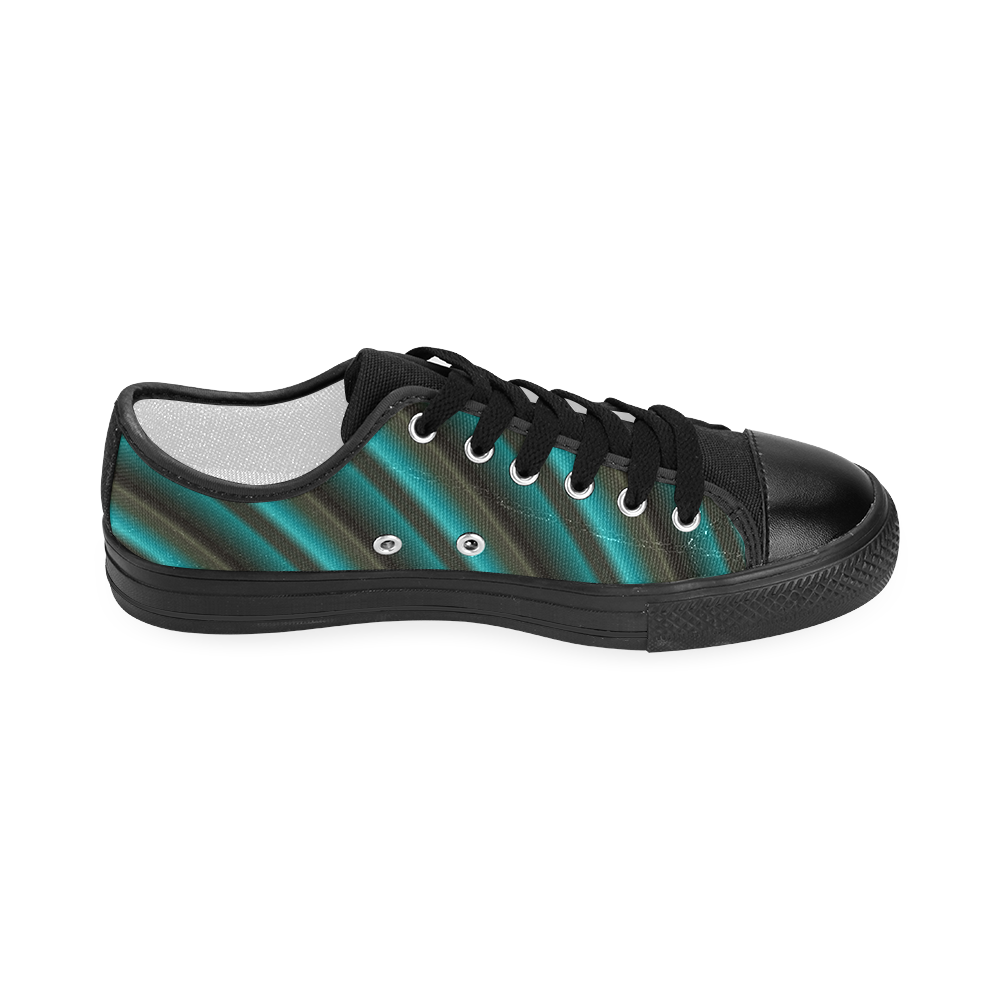 Glossy Green Gradient Stripes Women's Classic Canvas Shoes (Model 018)