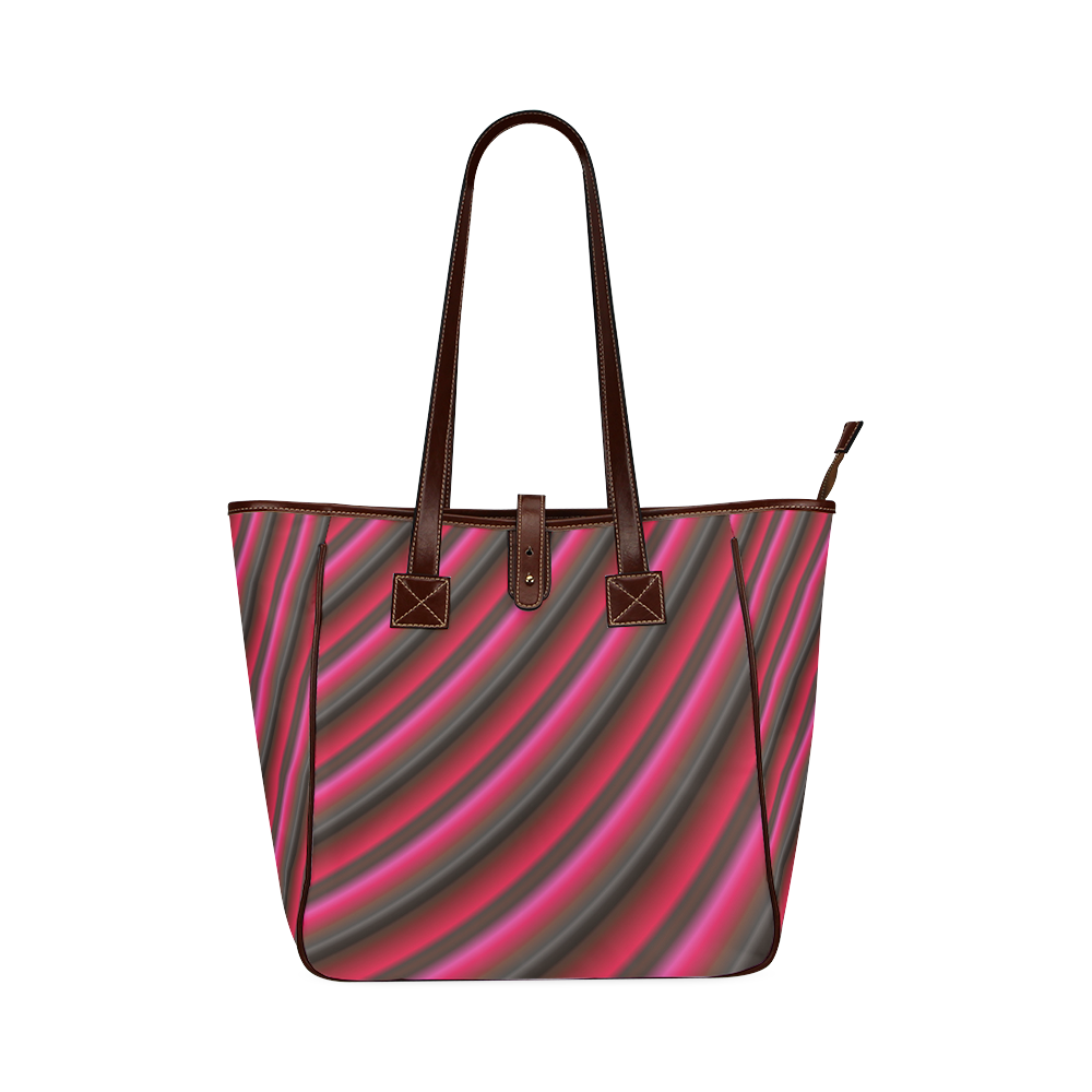 Glossy Red Gradient Stripes Classic Tote Bag (Model 1644)