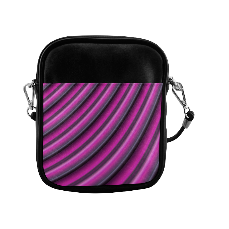 Glossy Pink Gradient Stripes Sling Bag (Model 1627)