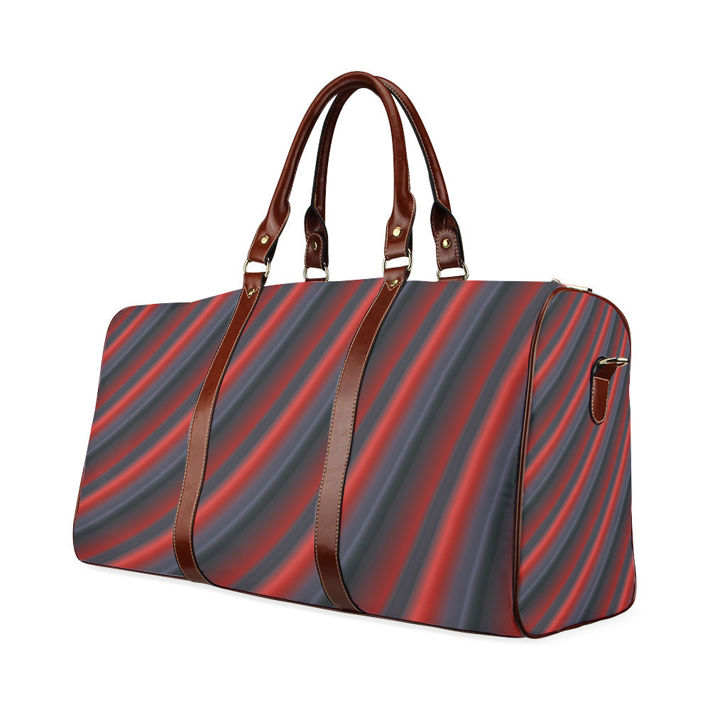 Glossy Red Gradient Stripes Waterproof Travel Bag/Large (Model 1639)