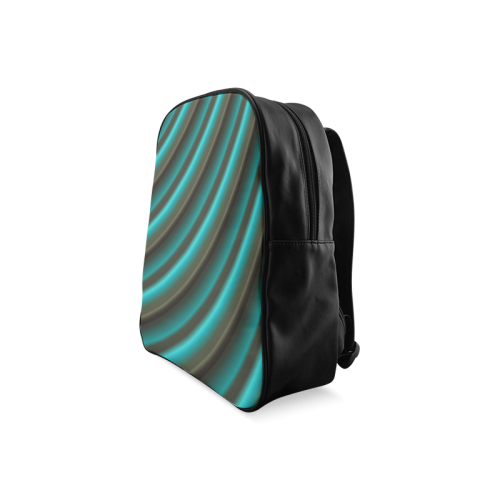 Glossy Green Gradient Stripes School Backpack/Large (Model 1601)
