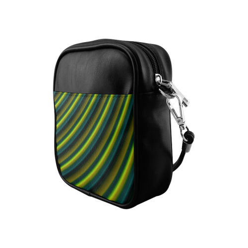 Glossy Lime Green Gradient Stripes Sling Bag (Model 1627)