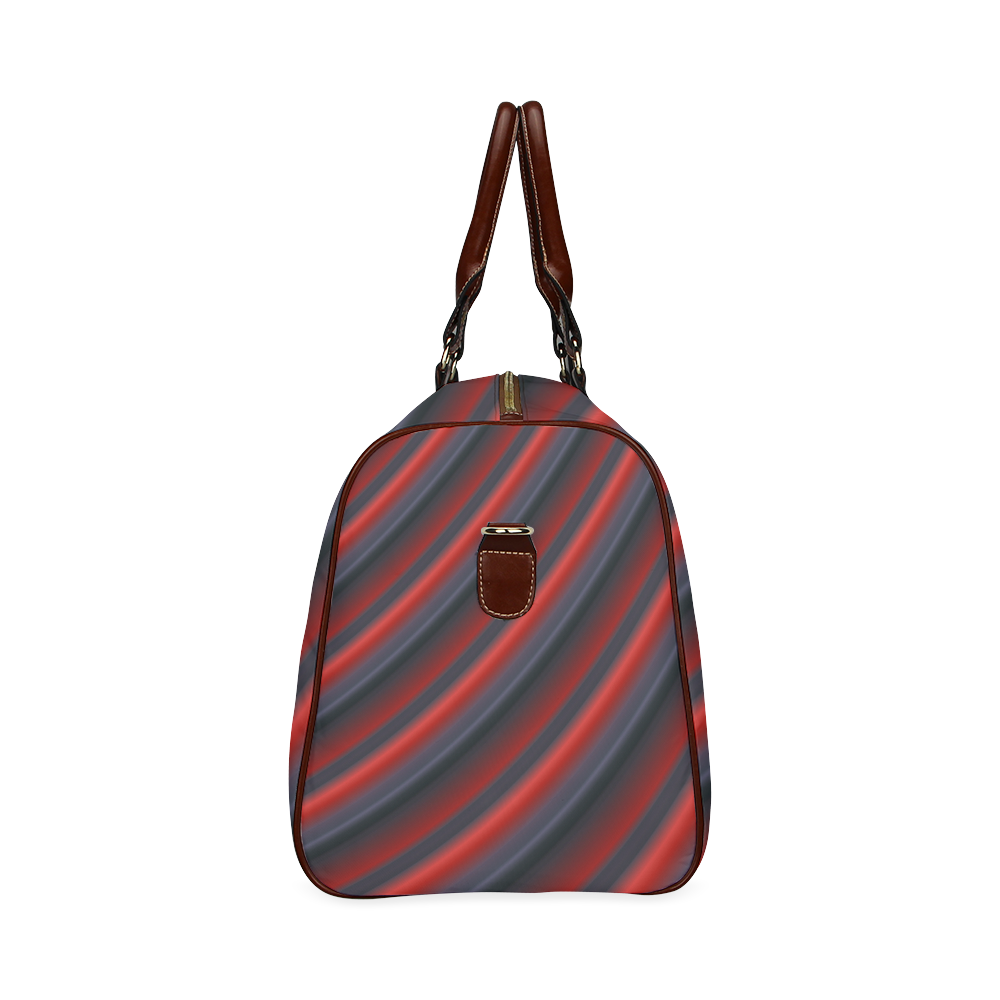 Glossy Red Gradient Stripes Waterproof Travel Bag/Large (Model 1639)