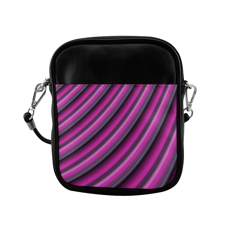 Glossy Pink Gradient Stripes Sling Bag (Model 1627)