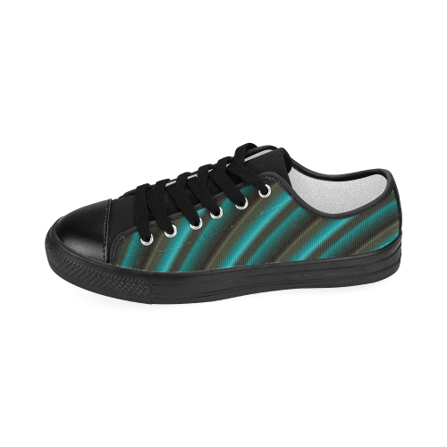 Glossy Green Gradient Stripes Women's Classic Canvas Shoes (Model 018)