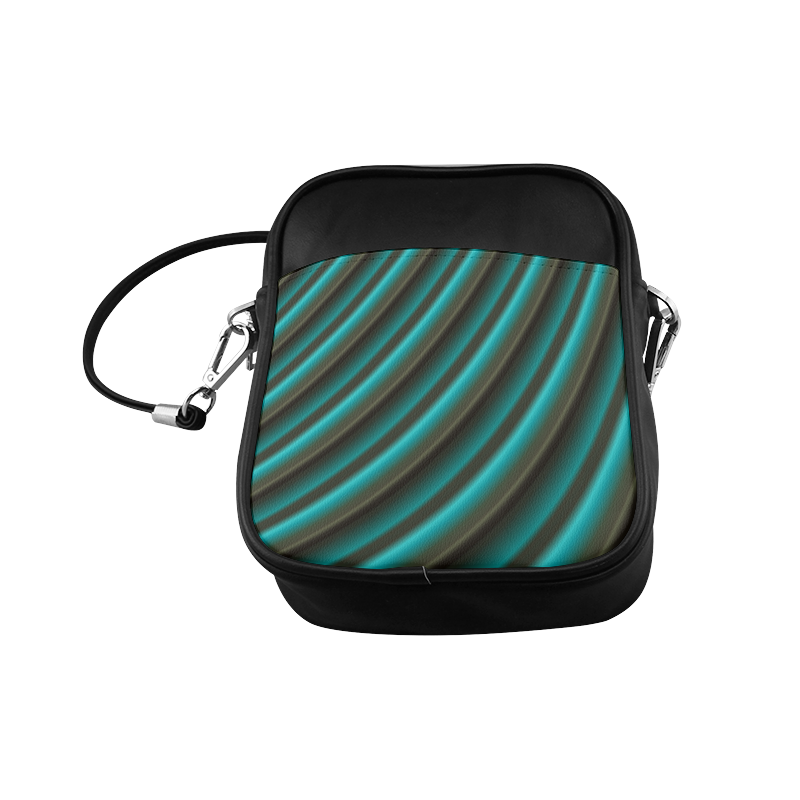 Glossy Green Gradient Stripes Sling Bag (Model 1627)