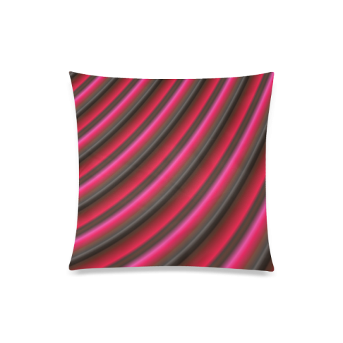Glossy Red  Gradient Stripes Custom Zippered Pillow Case 20"x20"(One Side)