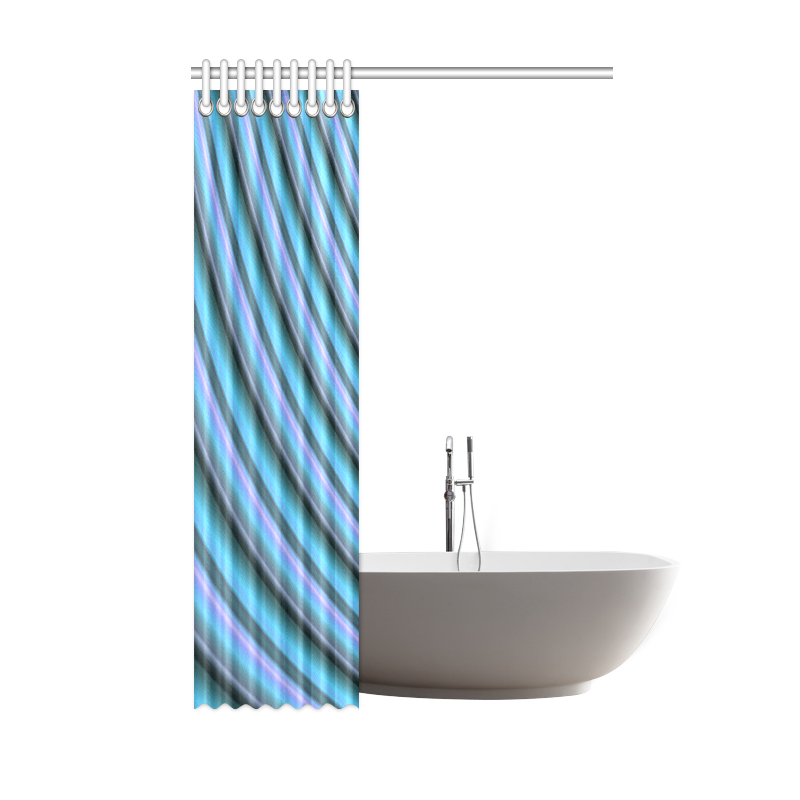 Glossy Light Blue Gradient Stripes Shower Curtain 48"x72"