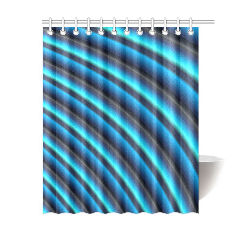 Glossy Blue Gradient Stripes Shower Curtain 60"x72"