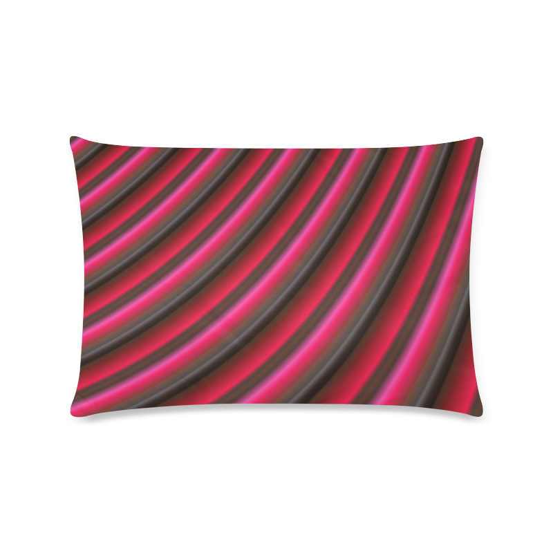 Glossy Red  Gradient Stripes Custom Rectangle Pillow Case 16"x24" (one side)