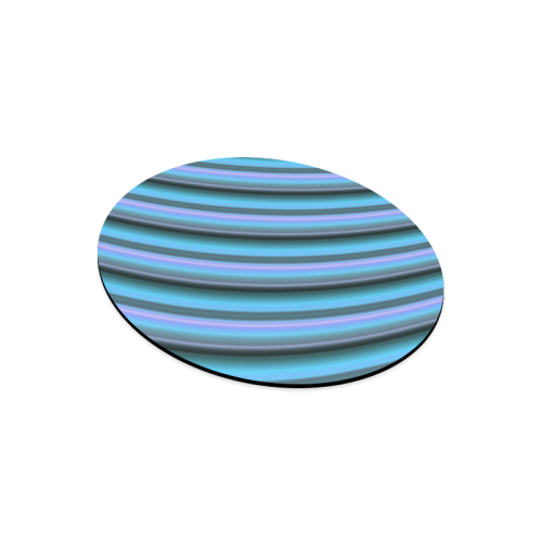 Glossy Light Blue Gradient Stripes Round Mousepad