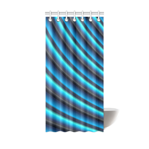 Glossy Blue Gradient Stripes Shower Curtain 36"x72"