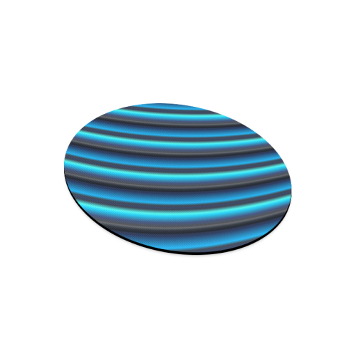 Glossy Blue Gradient Stripes Round Mousepad