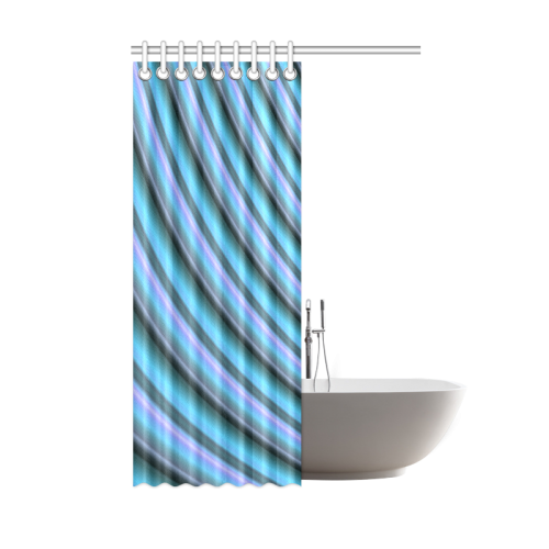 Glossy Light Blue Gradient Stripes Shower Curtain 48"x72"