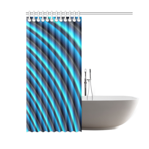 Glossy Blue Gradient Stripes Shower Curtain 60"x72"