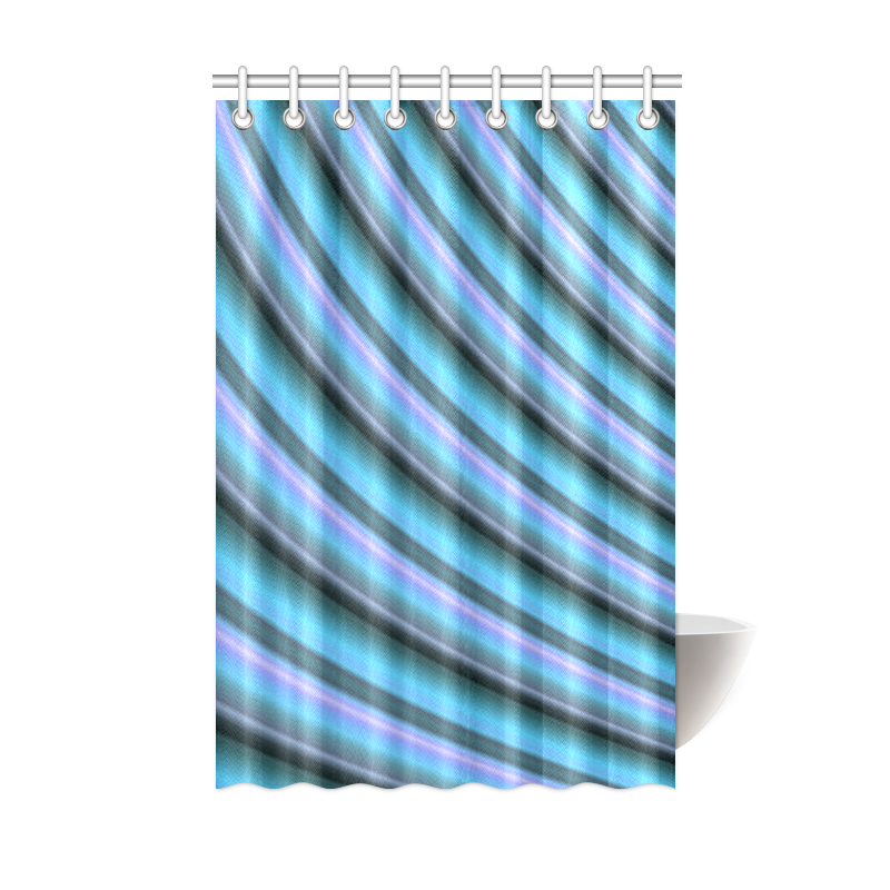 Glossy Light Blue Gradient Stripes Shower Curtain 48"x72"