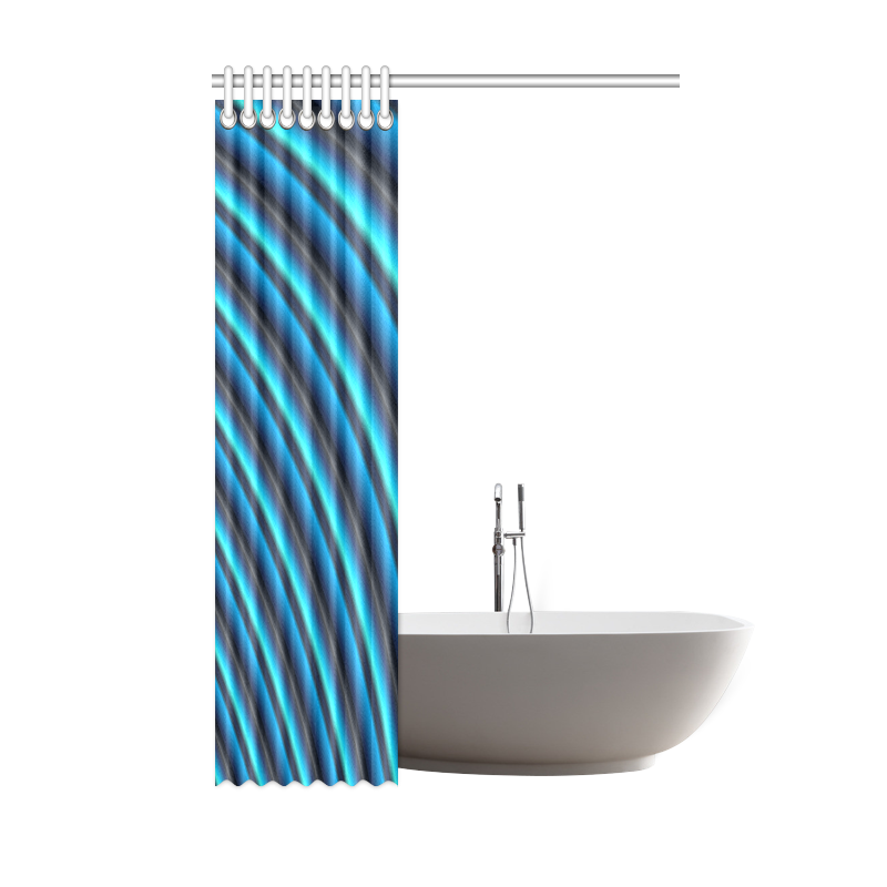 Glossy Blue Gradient Stripes Shower Curtain 48"x72"